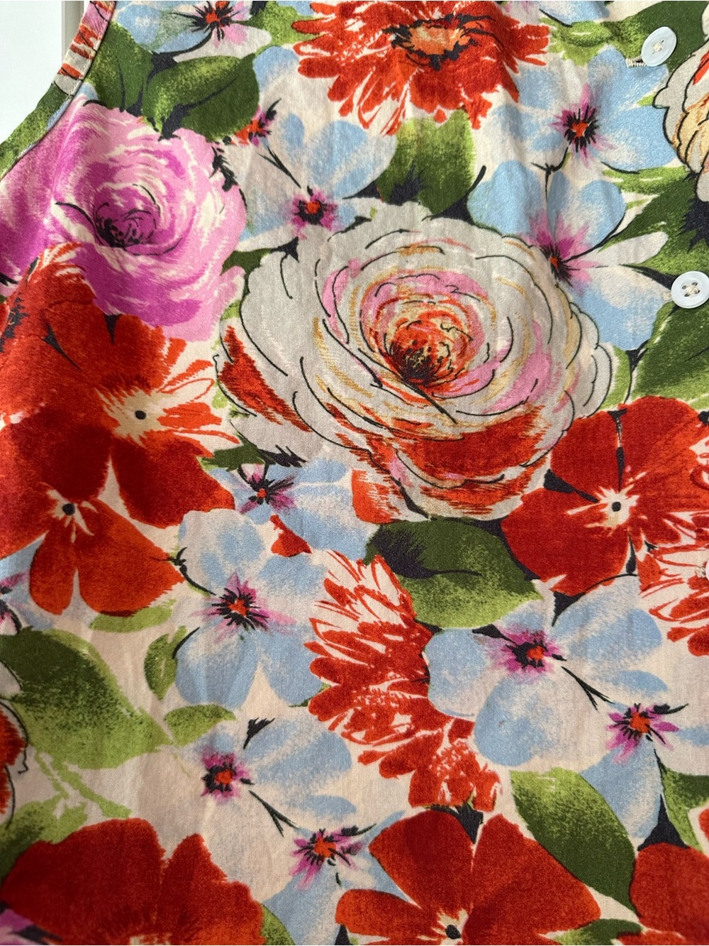 🌸 Frances Valentine Floral Sleeveless Button Front Blouse Top Size Large - Picture 2 of 10